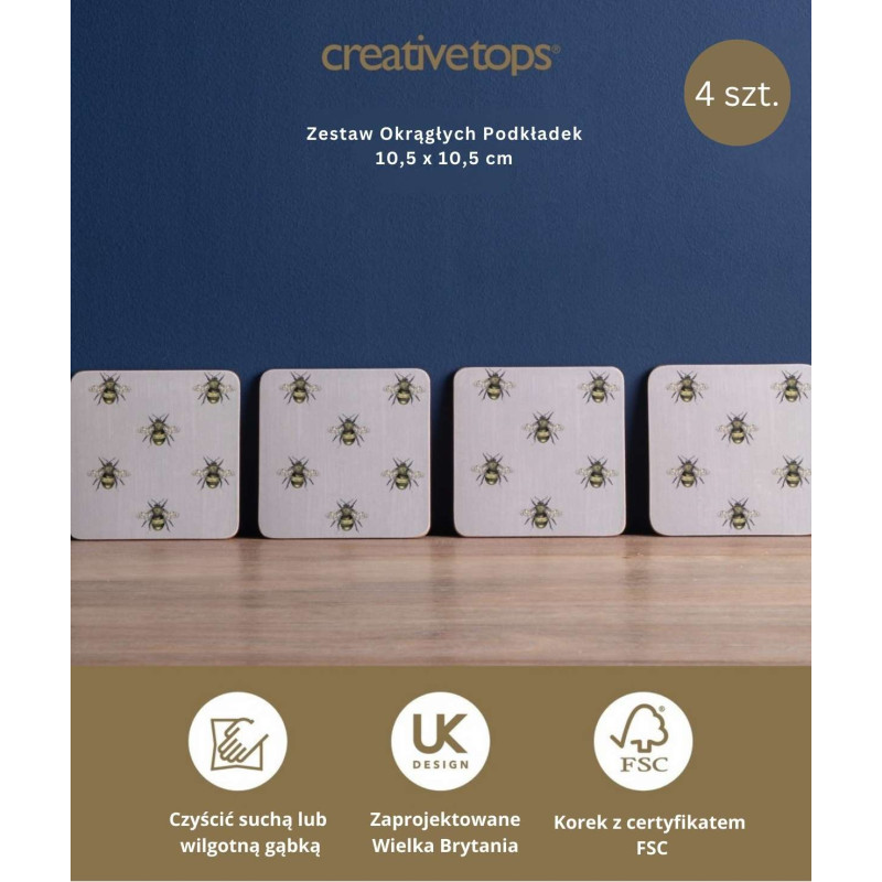 Pszczoły Podkładki Małe Premium – 4 szt.