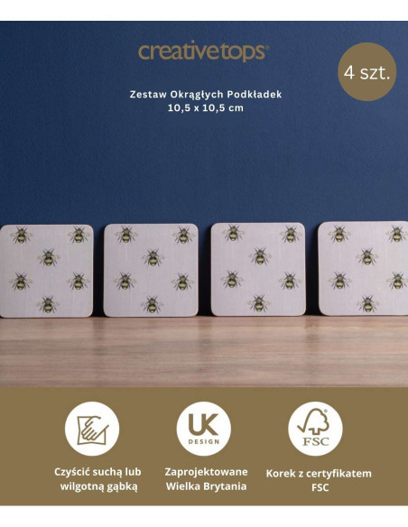 Pszczoły Podkładki Małe Premium – 4 szt.