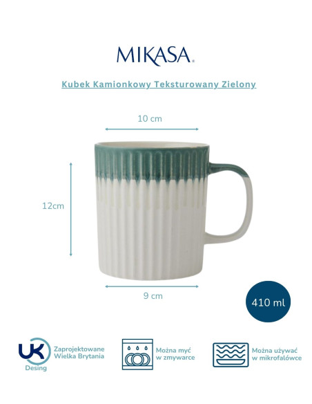 Mikasa, Kubek Kamionkowy Teksturowany Zielony – 410 ml