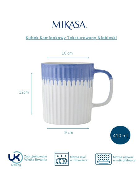 Mikasa, Kubek Kamionkowy Teksturowany Niebieski – 410 ml