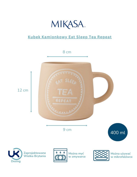 Mikasa, Kubek Kamionkowy Eat Sleep Tea Repeat – 400 ml