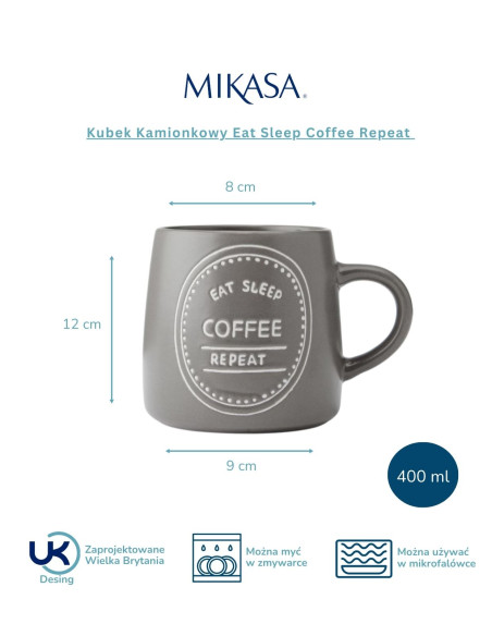 Mikasa, Kubek Kamionkowy Eat Sleep Coffee Repeat – 400 ml