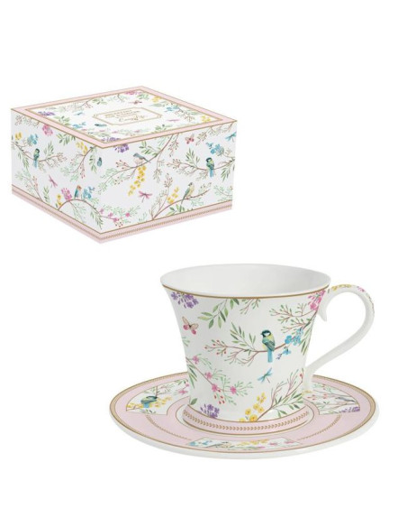Ptasia Melodia – Filiżanka Porcelanowa ze Spodkiem w Ozdobnym Pudełku 350 ml