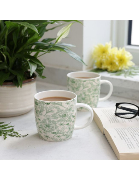 Kubek porcelanowy z liśćmi botanicznymi, 425 ml