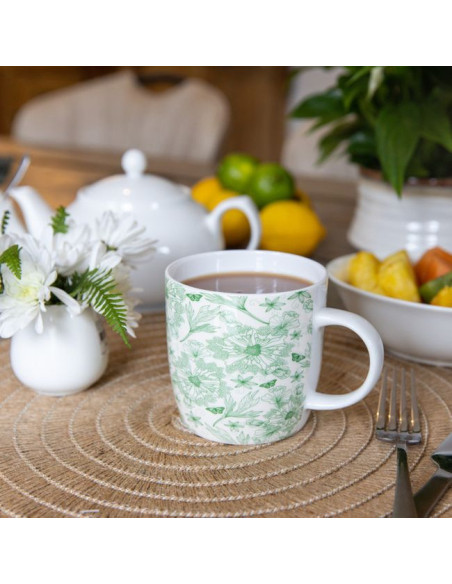 Kubek porcelanowy z liśćmi botanicznymi, 425 ml