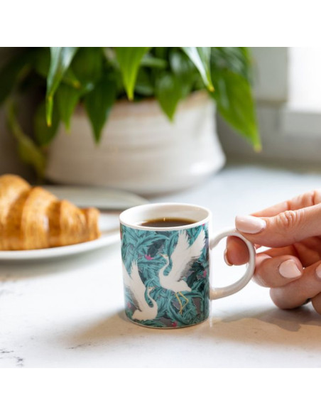Espresso porcelanowa filiżanka z egzotycznym wzorem żurawia, 80 ml