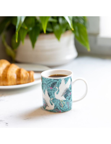 Espresso porcelanowa filiżanka z egzotycznym wzorem żurawia, 80 ml