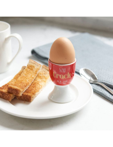 Porcelanowy kieliszek na jajko "You crack me up"