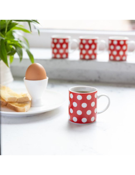 Espresso porcelanowa filiżanka w czerwone kropki 80 ml