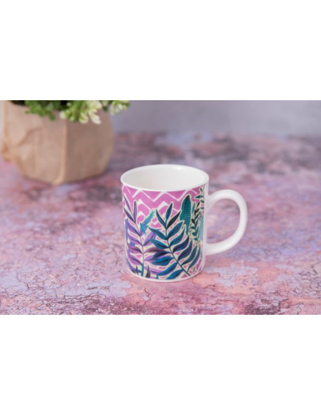 Espresso porcelanowa filiżanka z motywem egzotycznych liści, 80 ml