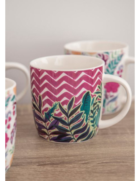Espresso porcelanowa filiżanka z motywem egzotycznych liści, 80 ml