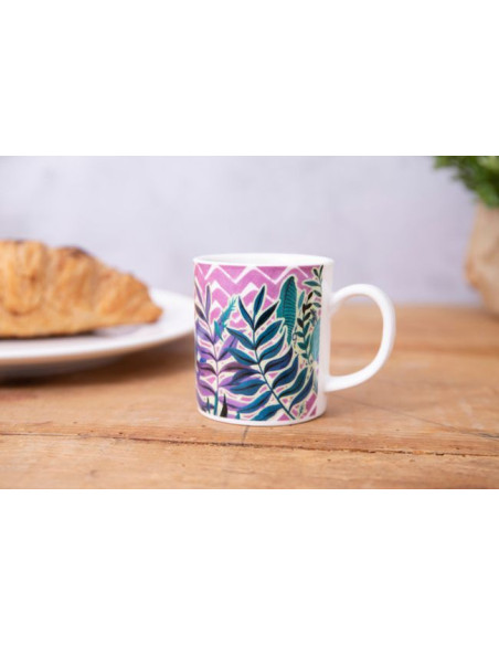 Espresso porcelanowa filiżanka z motywem egzotycznych liści, 80 ml