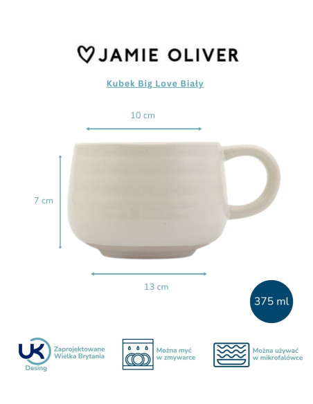 Jamie Oliver Kubek Big Love Biały, 375 ml