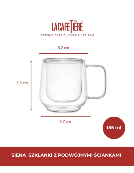 Zestaw 2 szklanek do espresso La Cafetière Siena z podwójnymi ściankami, 100 ml