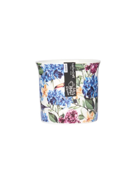 Porcelanowy kubek ryflowany Kwiaty, 300 ml