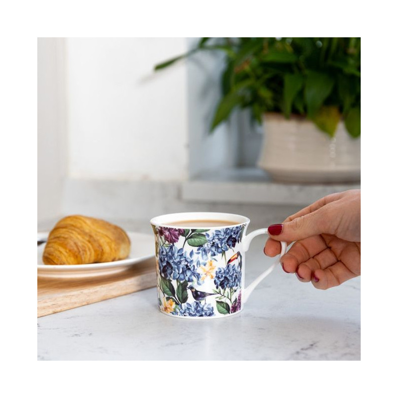 Porcelanowy kubek ryflowany Kwiaty,...