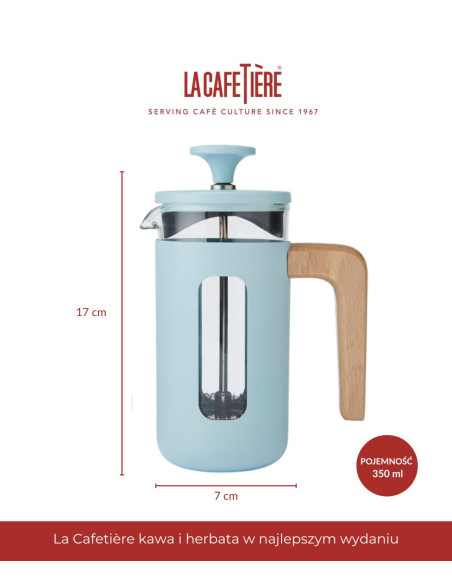 Zaparzacz do Kawy Typu French Press La Cafetière Pisa na 3 filiżanki, kolor błękitny
