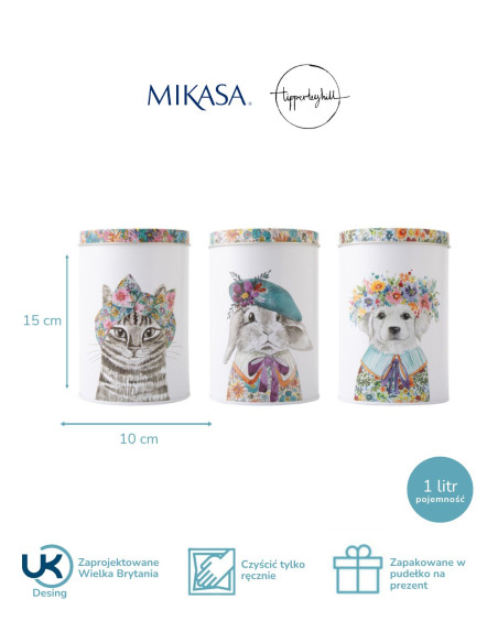 Mikasa Tipperleyhill Zestaw 3 pojemników z pokrywką, 1 litr