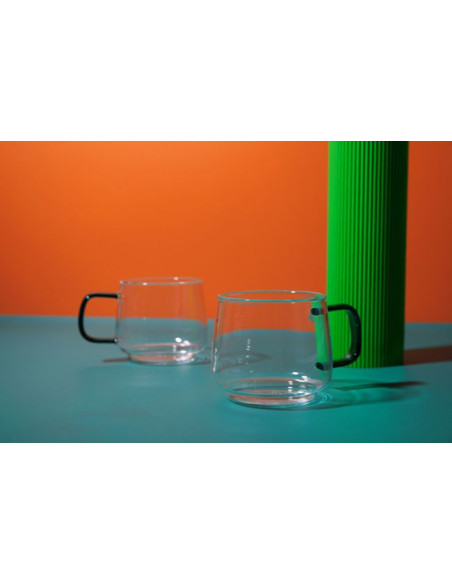 Zestaw 2 kubków szklanych La Cafetière z zielonym uchwytem, 275 ml