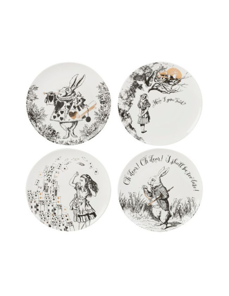 Alicja w Krainie Czarów Talerze Płaskie Porcelanowe 4 szt.