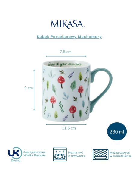 Mikasa, Kubek Porcelanowy Muchomory – 280 ml