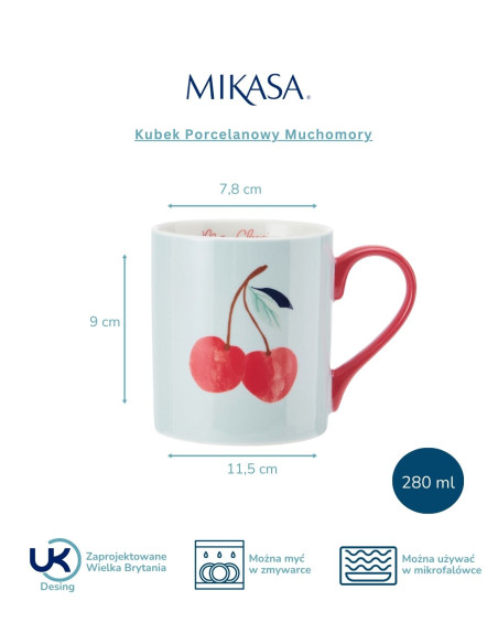 Mikasa, Kubek Porcelanowy Wiśnie – 280 ml