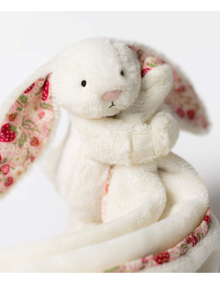 Króliczek z Kwiecistymi Uszami „Berry” Szmatka Przytulanka Kremowa 34 cm
