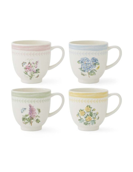 Zestaw Kubków porcelanowych Kwiaty i Motyle, 4 szt., 400 ml