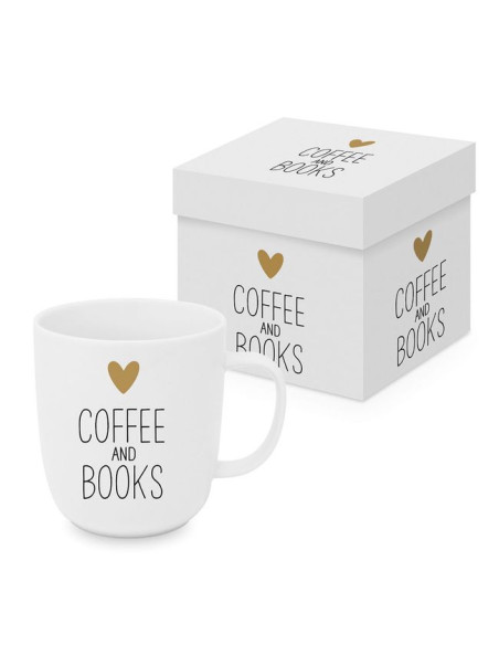Coffee & Books Kubek Porcelanowy w Ozdobnym Pudełku, 400 ml