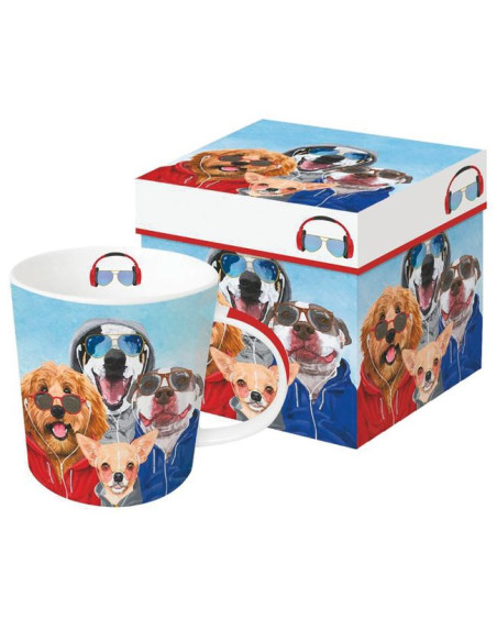 Psy Kubek Porcelanowy w Ozdobnym Pudełku, 400 ml