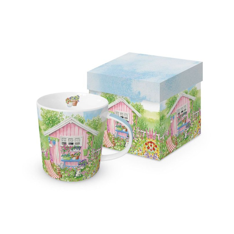 Różowy Domek Kubek Porcelanowy w...