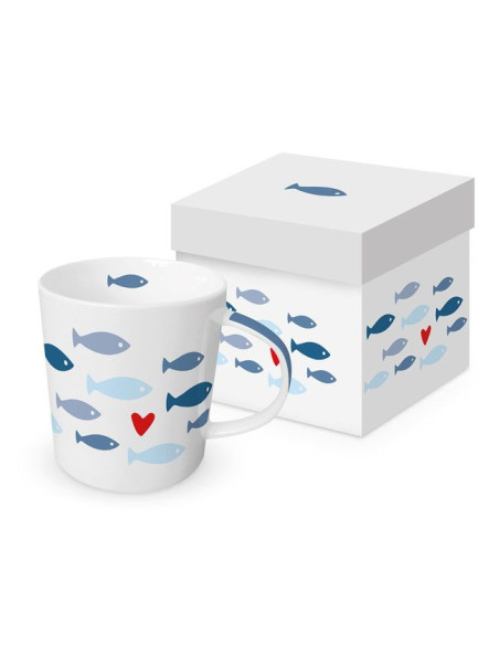 Rybki Kubek Porcelanowy w Ozdobnym Pudełku, 400 ml