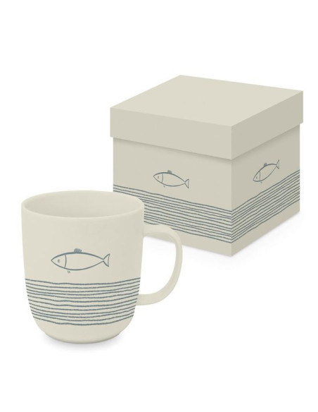Ryba & Fale Kubek Porcelanowy w Ozdobnym Pudełku, 400 ml