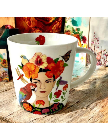 Kobieta z Papugą Kubek Porcelanowy w Ozdobnym Pudełku 350 ml