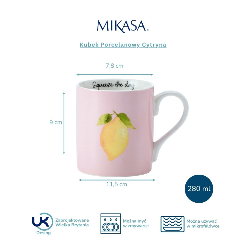 Mikasa Kubek Porcelanowy Cytryna 280 ml