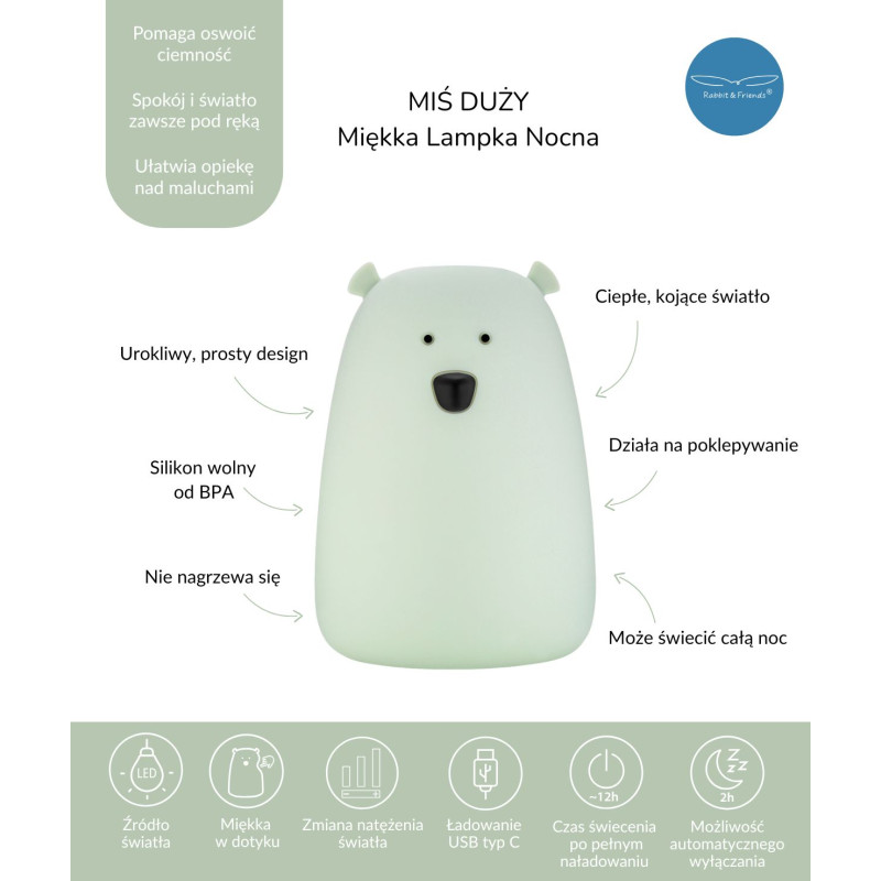 Miś Duży Lampka Silikonowa Kolor...