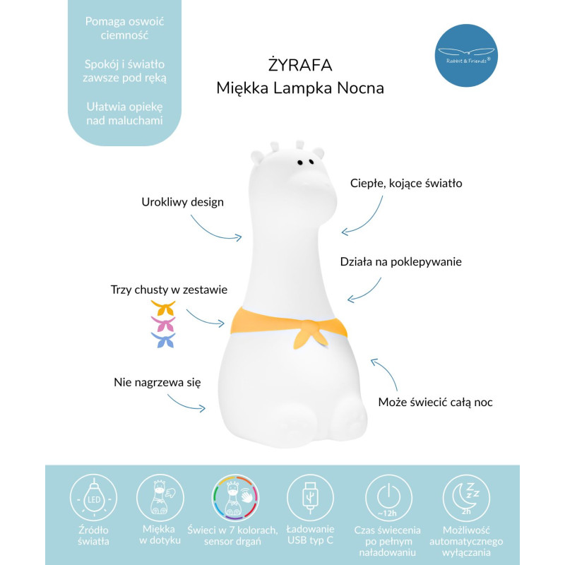 Żyrafa Lampka Silikonowa Biała