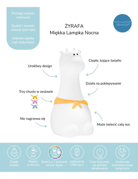Żyrafa Lampka Silikonowa Biała