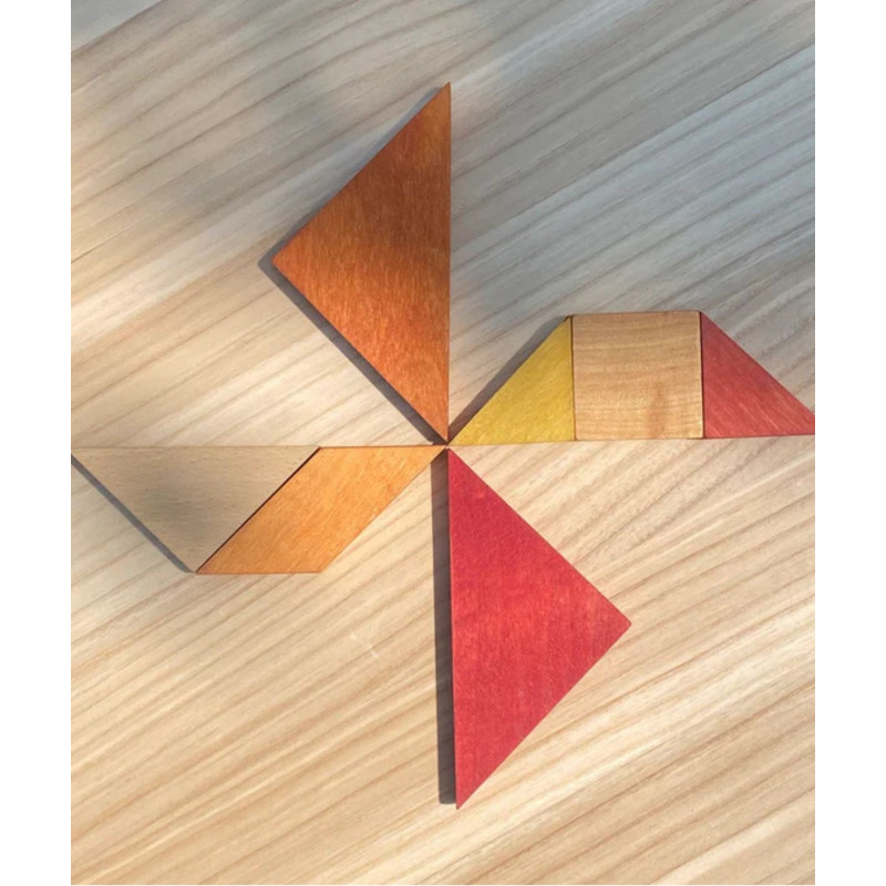 Drewniany Tangram w woreczku – barwa...