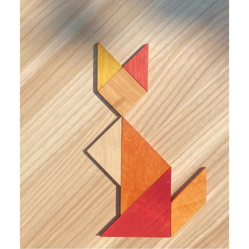 Drewniany Tangram w woreczku – barwa...