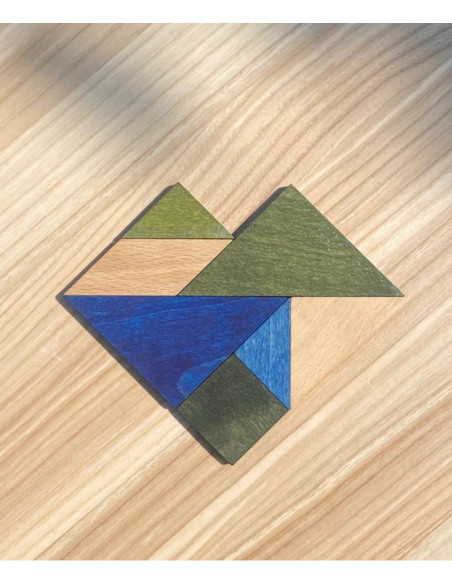 Drewniany Tangram w woreczku – barwa zimna