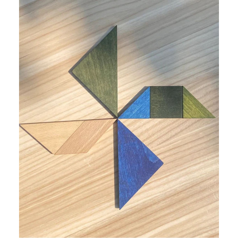 Drewniany Tangram w woreczku – barwa...
