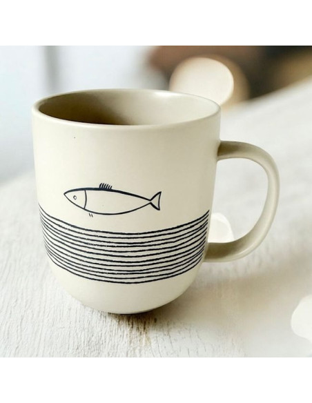 Ryba & Fale Kubek Porcelanowy w Ozdobnym Pudełku, 400 ml