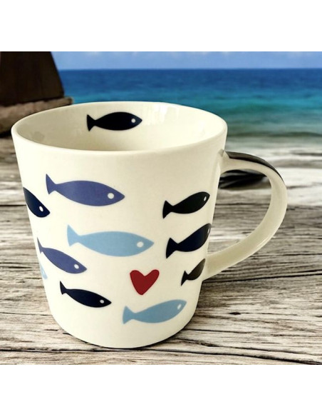 Rybki Kubek Porcelanowy w Ozdobnym Pudełku, 400 ml