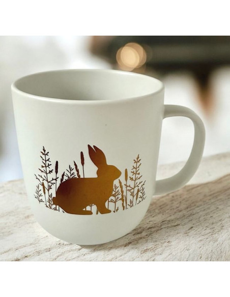 Wielkanocny Złoty Zając Kubek Porcelanowy w Ozdobnym Pudełku 400 ml