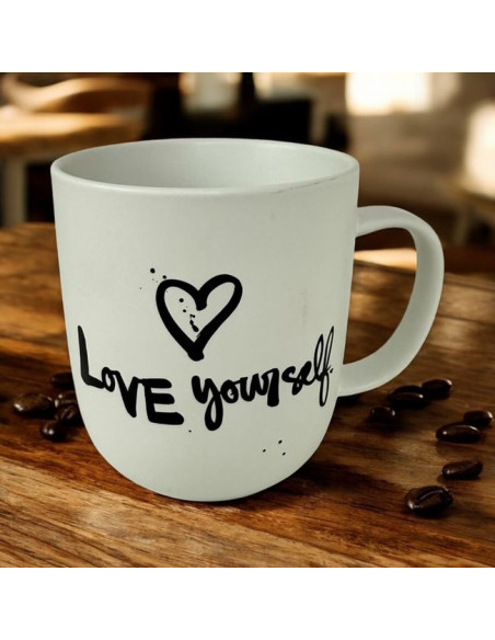 Kochaj Siebie Kubek Porcelanowy Biały 350 ml 