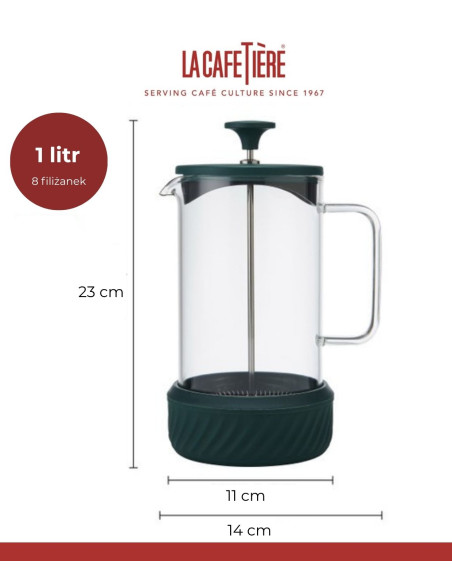 Zaparzacz do Kawy Typu French Press La Cafetiere Zero, kolor Zielony, 1 litr