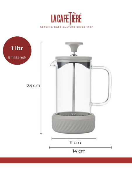 Zaparzacz do Kawy Typu French Press La Cafetiere Zero, kolor Kremowy, 1 litr