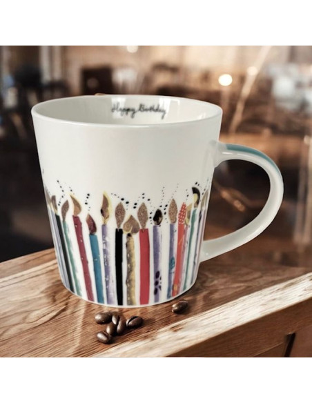 Świeczki Urodzinowe Kubek Porcelanowy w Ozdobnym Pudełku 350 ml