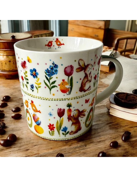 Zajączki i Kurczaczki Kubek Porcelanowy w Ozdobnym Pudełku 350 ml